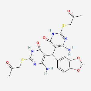 6-amino-5-[{6-amino-4-oxo-2-[(2-oxopropyl)sulfanyl]-1,4-dihydro-5-pyrimidinyl}(1,3-benzodioxol-5-yl)methyl]-2-[(2-oxopropyl)sulfanyl]-4(1H)-pyrimidinone