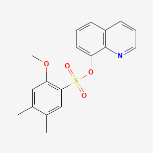 molecular formula C18H17NO4S B13368509 8-Quinolinyl 2-methoxy-4,5-dimethylbenzenesulfonate 