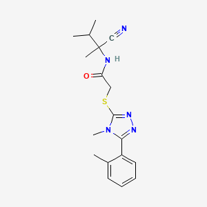 molecular formula C18H23N5OS B13368544 N-(1-cyano-1,2-dimethylpropyl)-2-{[4-methyl-5-(2-methylphenyl)-4H-1,2,4-triazol-3-yl]sulfanyl}acetamide 