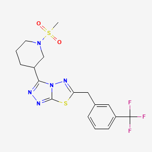 molecular formula C17H18F3N5O2S2 B13368652 3-[1-(Methylsulfonyl)-3-piperidinyl]-6-[3-(trifluoromethyl)benzyl][1,2,4]triazolo[3,4-b][1,3,4]thiadiazole 