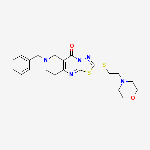 molecular formula C21H25N5O2S2 B13368711 7-benzyl-2-{[2-(4-morpholinyl)ethyl]sulfanyl}-6,7,8,9-tetrahydro-5H-pyrido[4,3-d][1,3,4]thiadiazolo[3,2-a]pyrimidin-5-one 