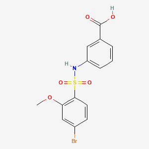 molecular formula C14H12BrNO5S B13368723 3-{[(4-Bromo-2-methoxyphenyl)sulfonyl]amino}benzoic acid 