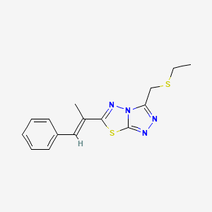 Ethyl [6-(1-methyl-2-phenylvinyl)[1,2,4]triazolo[3,4-b][1,3,4]thiadiazol-3-yl]methyl sulfide