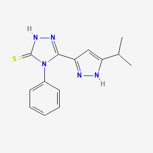 molecular formula C14H15N5S B13369642 4-phenyl-5-[3-(propan-2-yl)-1H-pyrazol-5-yl]-4H-1,2,4-triazole-3-thiol 