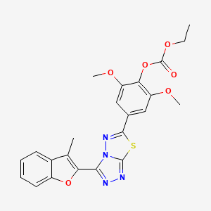 2,6-Dimethoxy-4-[3-(3-methyl-1-benzofuran-2-yl)[1,2,4]triazolo[3,4-b][1,3,4]thiadiazol-6-yl]phenyl ethyl carbonate