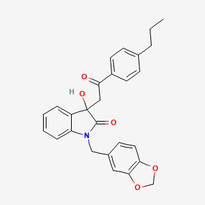 1-(1,3-benzodioxol-5-ylmethyl)-3-hydroxy-3-[2-oxo-2-(4-propylphenyl)ethyl]-1,3-dihydro-2H-indol-2-one