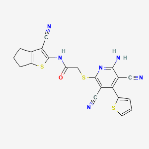 2-{[6-amino-3,5-dicyano-4-(2-thienyl)-2-pyridinyl]sulfanyl}-N-(3-cyano-5,6-dihydro-4H-cyclopenta[b]thien-2-yl)acetamide