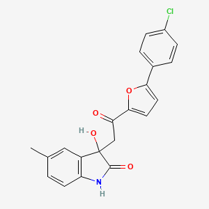 molecular formula C21H16ClNO4 B13370519 3-{2-[5-(4-chlorophenyl)-2-furyl]-2-oxoethyl}-3-hydroxy-5-methyl-1,3-dihydro-2H-indol-2-one 