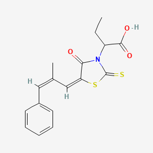 2-[5-(2-Methyl-3-phenyl-2-propenylidene)-4-oxo-2-thioxo-1,3-thiazolidin-3-yl]butanoic acid