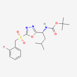 Tert-butyl 1-{5-[(2-fluorobenzyl)sulfonyl]-1,3,4-oxadiazol-2-yl}-3-methylbutylcarbamate