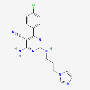 4-amino-6-(4-chlorophenyl)-2-{[3-(1H-imidazol-1-yl)propyl]amino}-5-pyrimidinecarbonitrile