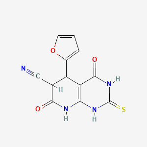 molecular formula C12H8N4O3S B13370674 5-(2-Furyl)-4,7-dioxo-2-thioxo-1,2,3,4,5,6,7,8-octahydropyrido[2,3-d]pyrimidine-6-carbonitrile 