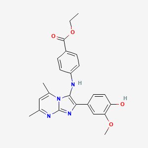 Ethyl 4-{[2-(4-hydroxy-3-methoxyphenyl)-5,7-dimethylimidazo[1,2-a]pyrimidin-3-yl]amino}benzoate