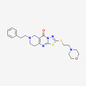 molecular formula C22H27N5O2S2 B13370837 2-{[2-(4-morpholinyl)ethyl]sulfanyl}-7-(2-phenylethyl)-6,7,8,9-tetrahydro-5H-pyrido[4,3-d][1,3,4]thiadiazolo[3,2-a]pyrimidin-5-one 