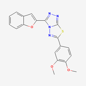 molecular formula C19H14N4O3S B13370859 3-(1-Benzofuran-2-yl)-6-(3,4-dimethoxyphenyl)[1,2,4]triazolo[3,4-b][1,3,4]thiadiazole 