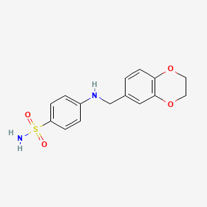 molecular formula C15H16N2O4S B13370910 4-[(2,3-Dihydro-1,4-benzodioxin-6-ylmethyl)amino]benzenesulfonamide 