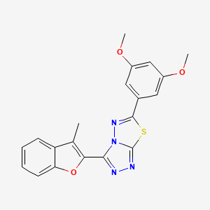 molecular formula C20H16N4O3S B13371026 6-(3,5-Dimethoxyphenyl)-3-(3-methyl-1-benzofuran-2-yl)[1,2,4]triazolo[3,4-b][1,3,4]thiadiazole 