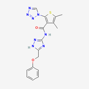 4,5-dimethyl-N-[3-(phenoxymethyl)-1H-1,2,4-triazol-5-yl]-2-(1H-tetrazol-1-yl)thiophene-3-carboxamide