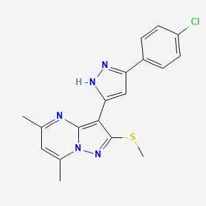 3-[5-(4-chlorophenyl)-1H-pyrazol-3-yl]-5,7-dimethylpyrazolo[1,5-a]pyrimidin-2-yl methyl sulfide