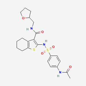 molecular formula C22H27N3O5S2 B13371893 2-({[4-(acetylamino)phenyl]sulfonyl}amino)-N-(tetrahydro-2-furanylmethyl)-4,5,6,7-tetrahydro-1-benzothiophene-3-carboxamide 