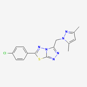 6-(4-chlorophenyl)-3-[(3,5-dimethyl-1H-pyrazol-1-yl)methyl][1,2,4]triazolo[3,4-b][1,3,4]thiadiazole