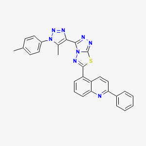 molecular formula C28H20N8S B13372433 5-{3-[5-methyl-1-(4-methylphenyl)-1H-1,2,3-triazol-4-yl][1,2,4]triazolo[3,4-b][1,3,4]thiadiazol-6-yl}-2-phenylquinoline 