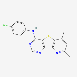 N-(4-chlorophenyl)-10,12-dimethyl-8-thia-3,5,13-triazatricyclo[7.4.0.02,7]trideca-1(9),2(7),3,5,10,12-hexaen-6-amine