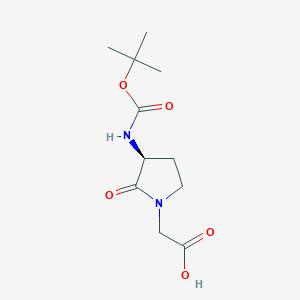 molecular formula C11H18N2O5 B1337297 (S)-2-(3-((叔丁氧羰基)氨基)-2-氧代吡咯烷-1-基)乙酸 CAS No. 79839-26-2