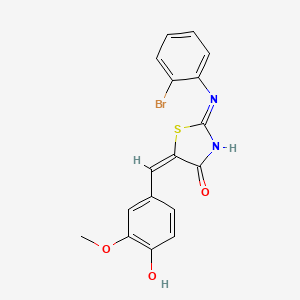 (5E)-2-(2-bromoanilino)-5-[(4-hydroxy-3-methoxyphenyl)methylidene]-1,3-thiazol-4-one