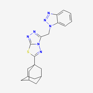 molecular formula C20H21N7S B13373253 1-{[6-(1-adamantyl)[1,2,4]triazolo[3,4-b][1,3,4]thiadiazol-3-yl]methyl}-1H-1,2,3-benzotriazole 