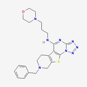 13-benzyl-N-(3-morpholin-4-ylpropyl)-16-thia-2,3,4,5,7,13-hexazatetracyclo[7.7.0.02,6.010,15]hexadeca-1(9),3,5,7,10(15)-pentaen-8-amine