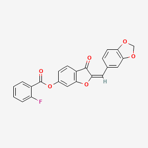 2-(1,3-Benzodioxol-5-ylmethylene)-3-oxo-2,3-dihydro-1-benzofuran-6-yl 2-fluorobenzoate