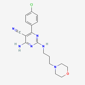 4-Amino-6-(4-chlorophenyl)-2-{[3-(4-morpholinyl)propyl]amino}-5-pyrimidinecarbonitrile