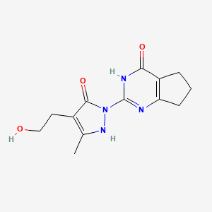 2-(5-Hydroxy-4-(2-hydroxyethyl)-3-methyl-1H-pyrazol-1-yl)-6,7-dihydro-5H-cyclopenta[d]pyrimidin-4-ol