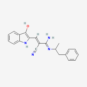 3-amino-3-[(1-methyl-2-phenylethyl)amino]-2-[(3-oxo-1,3-dihydro-2H-indol-2-ylidene)methyl]acrylonitrile