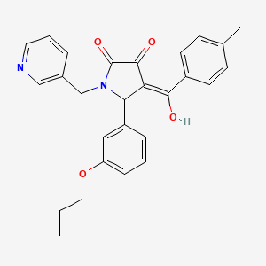 3-hydroxy-4-(4-methylbenzoyl)-5-(3-propoxyphenyl)-1-(3-pyridinylmethyl)-1,5-dihydro-2H-pyrrol-2-one