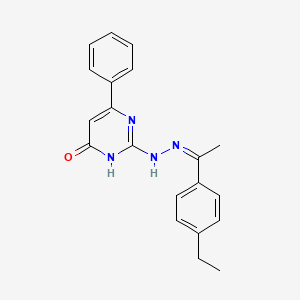 2-[(2Z)-2-[1-(4-ethylphenyl)ethylidene]hydrazinyl]-6-phenyl-1H-pyrimidin-4-one