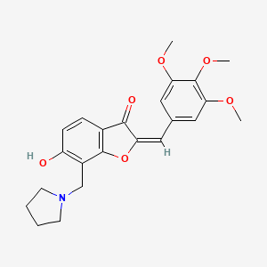 molecular formula C23H25NO6 B13375461 6-hydroxy-7-(1-pyrrolidinylmethyl)-2-(3,4,5-trimethoxybenzylidene)-1-benzofuran-3(2H)-one 