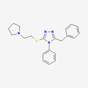 5-benzyl-4-phenyl-4H-1,2,4-triazol-3-yl 2-(1-pyrrolidinyl)ethyl sulfide