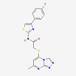 molecular formula C17H13FN6OS2 B13375704 N-[4-(4-fluorophenyl)-1,3-thiazol-2-yl]-2-[(7-methyl[1,2,4]triazolo[4,3-a]pyrimidin-5-yl)sulfanyl]acetamide 