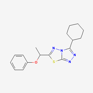 molecular formula C17H20N4OS B13375710 1-(3-Cyclohexyl[1,2,4]triazolo[3,4-b][1,3,4]thiadiazol-6-yl)ethyl phenyl ether 