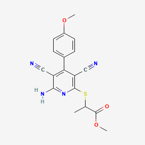 Methyl 2-{[6-amino-3,5-dicyano-4-(4-methoxyphenyl)-2-pyridinyl]sulfanyl}propanoate