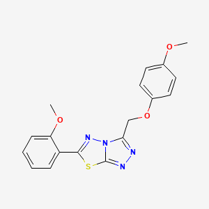 molecular formula C18H16N4O3S B13375938 3-[(4-Methoxyphenoxy)methyl]-6-(2-methoxyphenyl)[1,2,4]triazolo[3,4-b][1,3,4]thiadiazole 