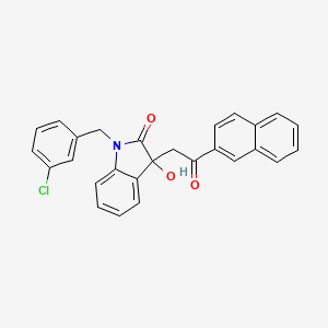 molecular formula C27H20ClNO3 B13376492 1-(3-chlorobenzyl)-3-hydroxy-3-[2-(2-naphthyl)-2-oxoethyl]-1,3-dihydro-2H-indol-2-one 