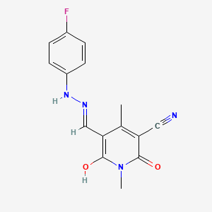 (5Z)-5-[[2-(4-fluorophenyl)hydrazinyl]methylidene]-1,4-dimethyl-2,6-dioxopyridine-3-carbonitrile