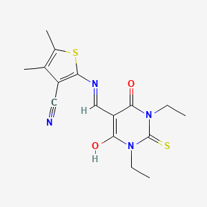 2-[(1,3-Diethyl-4,6-dioxo-2-sulfanylidene-1,3-diazinan-5-ylidene)methylamino]-4,5-dimethylthiophene-3-carbonitrile