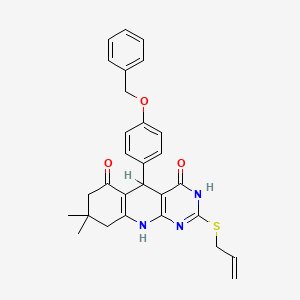 8,8-dimethyl-5-(4-phenylmethoxyphenyl)-2-prop-2-enylsulfanyl-5,7,9,10-tetrahydro-1H-pyrimido[4,5-b]quinoline-4,6-dione