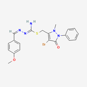 (4-bromo-2-methyl-5-oxo-1-phenyl-2,5-dihydro-1H-pyrazol-3-yl)methyl N'-(4-methoxybenzylidene)hydrazonothiocarbamate