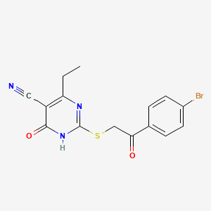 2-[2-(4-bromophenyl)-2-oxoethyl]sulfanyl-6-ethyl-4-oxo-1H-pyrimidine-5-carbonitrile