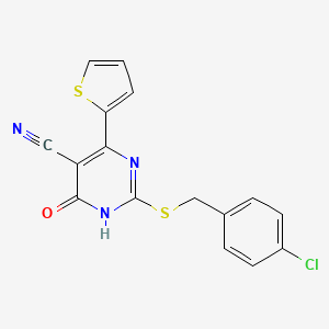 2-[(4-chlorophenyl)methylsulfanyl]-4-oxo-6-thiophen-2-yl-1H-pyrimidine-5-carbonitrile